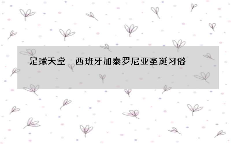 足球天堂 西班牙加泰罗尼亚圣诞习俗